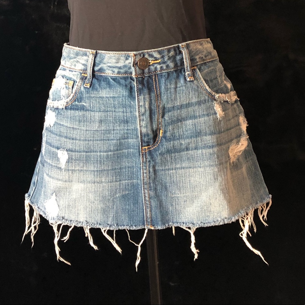 Abercrombie & Finch Denim Distressed Skirt